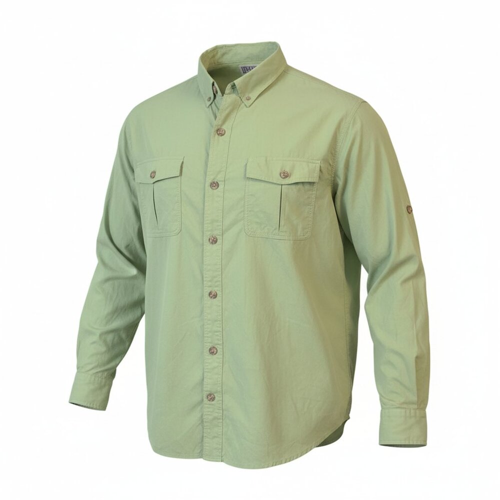 Duluth Trading Vintage Lime Green Light Nylon Outdoor Long Sleeve Shirt Size 2XL